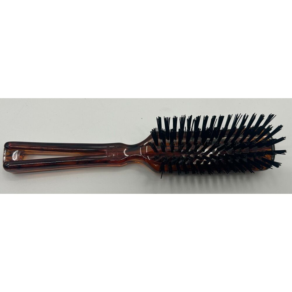 Vtg Stanley Commander Nylon Bristle Tortoise Amber Swirl Handle Hair Brush 8.5"